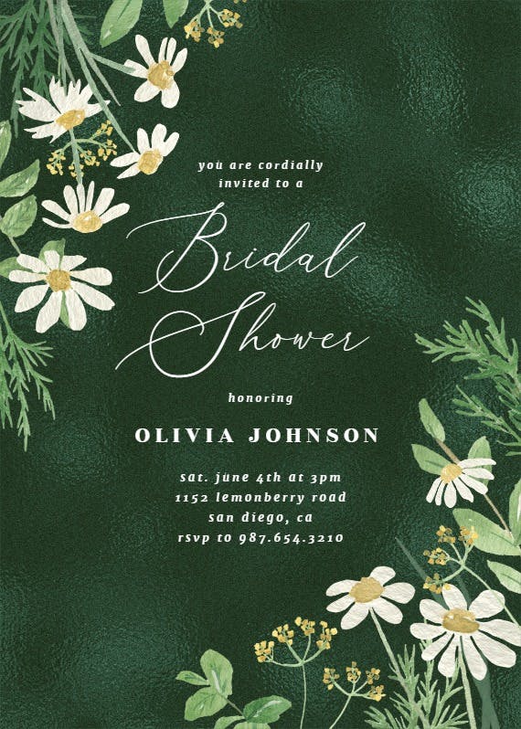 Daisy bouquet -  invitación para bridal shower