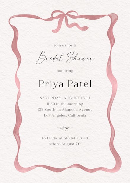 Delicate ribbon - bridal shower invitation