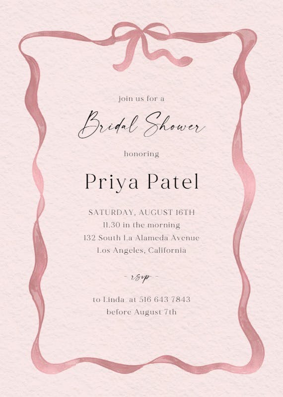 Delicate ribbon -  invitación para bridal shower