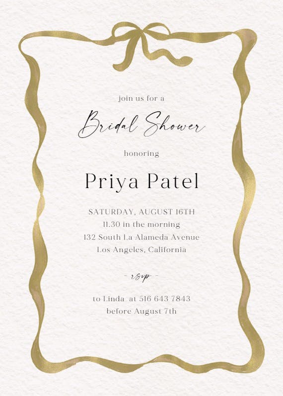 Delicate ribbon - bridal shower invitation