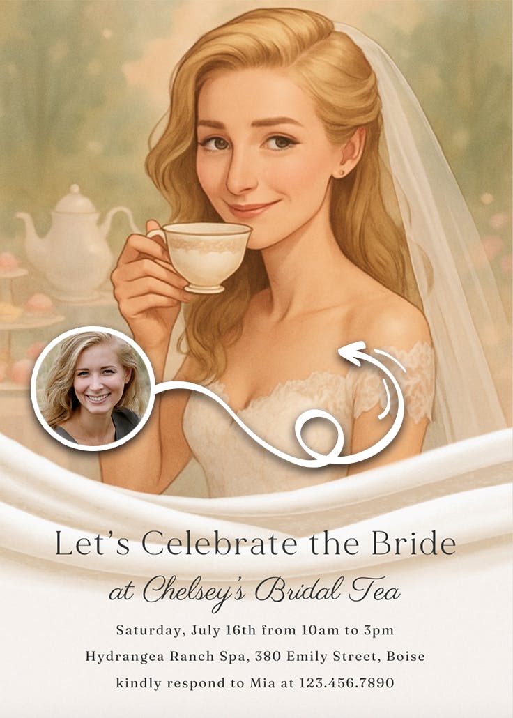 Delicate teacup - invitación para bridal shower