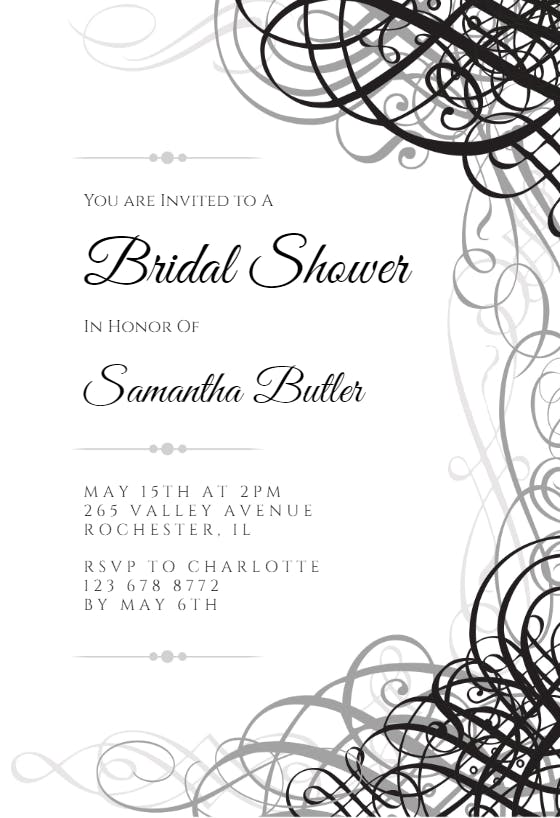 Delicate twirls -  invitación para bridal shower