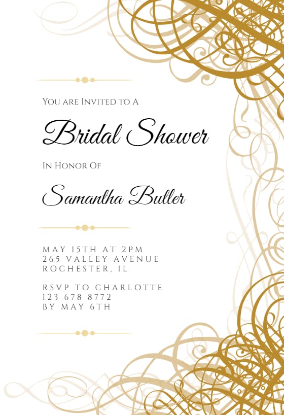 Delicate twirls - bridal shower invitation