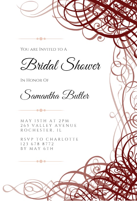 Delicate twirls -  invitación para bridal shower