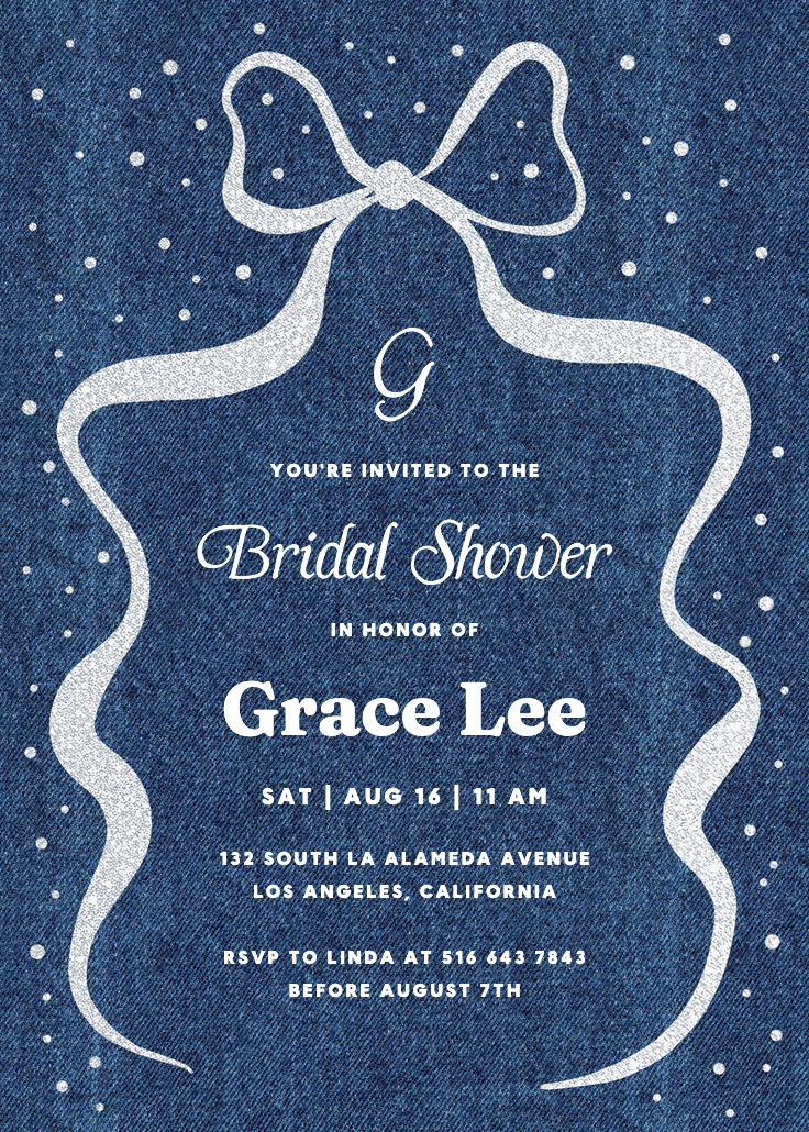 Denim design - invitación para bridal shower