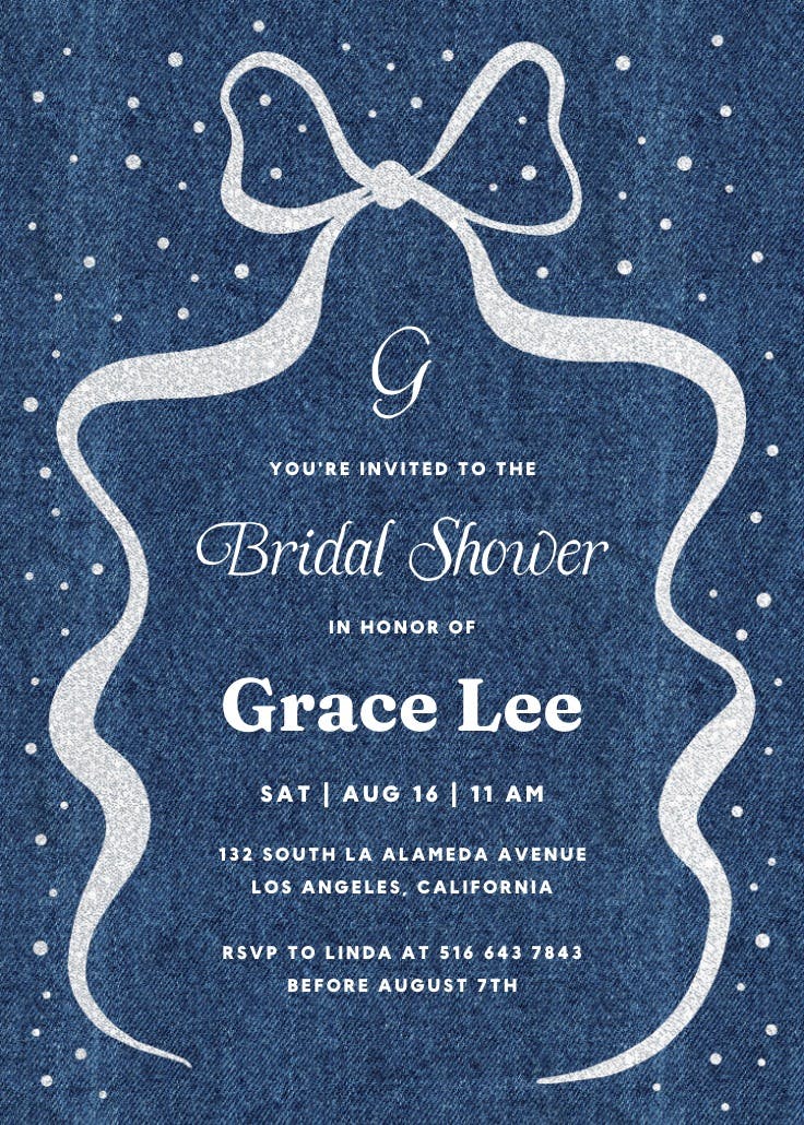Denim design - bridal shower invitation