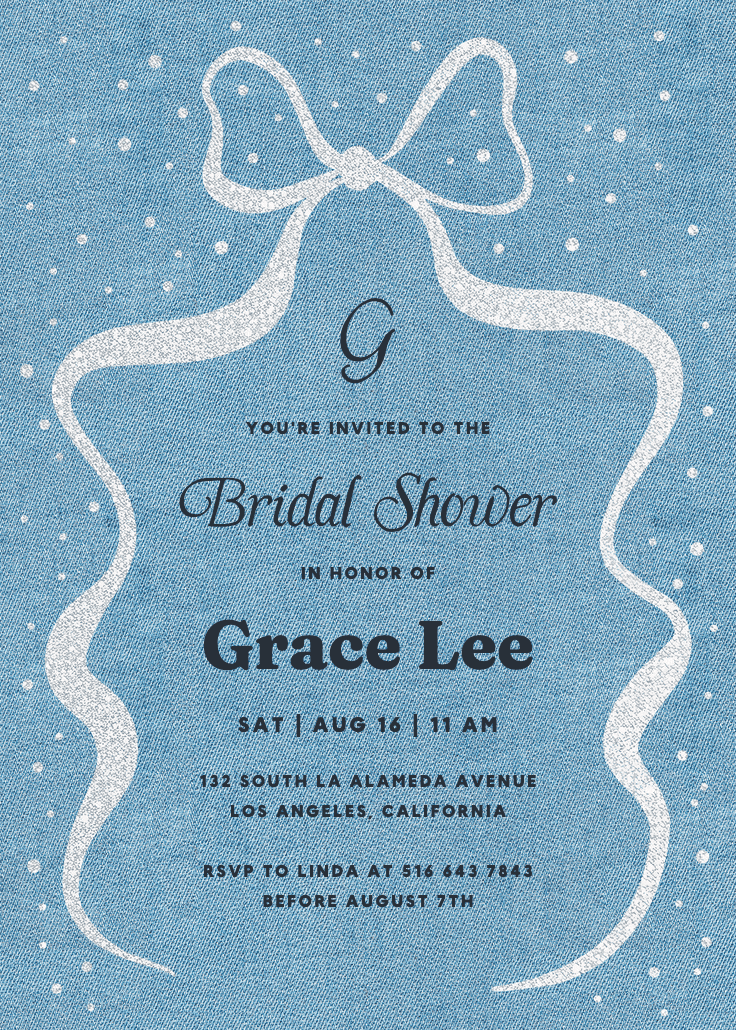 Denim design - bridal shower invitation