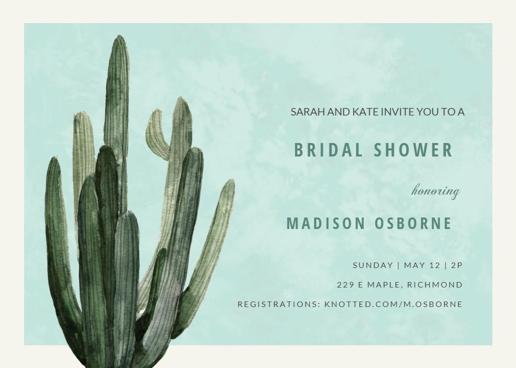 Desert cactus - invitación para bridal shower