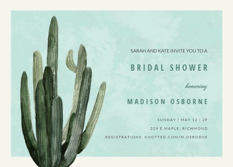 Desert cactus - bridal shower invitation