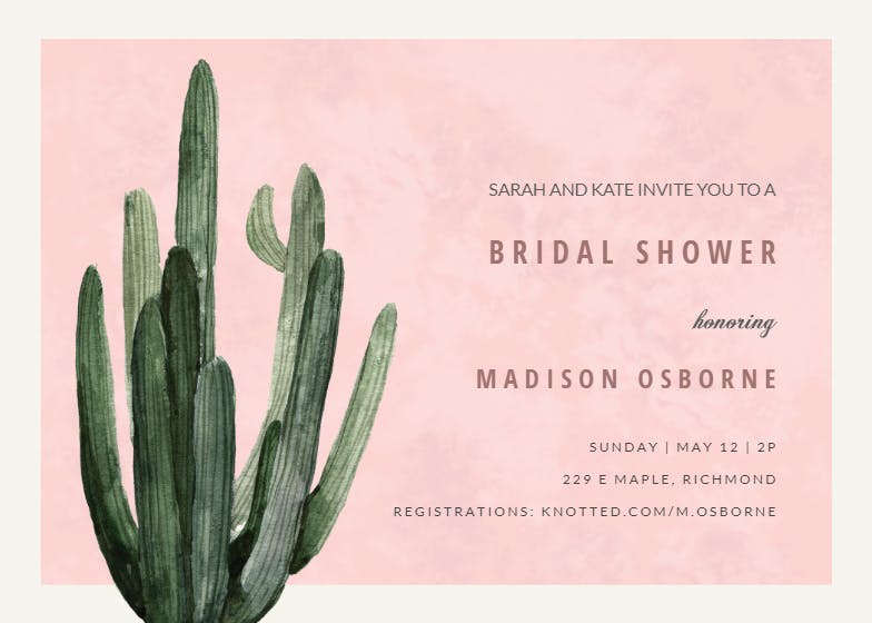 Desert cactus -  invitación para bridal shower
