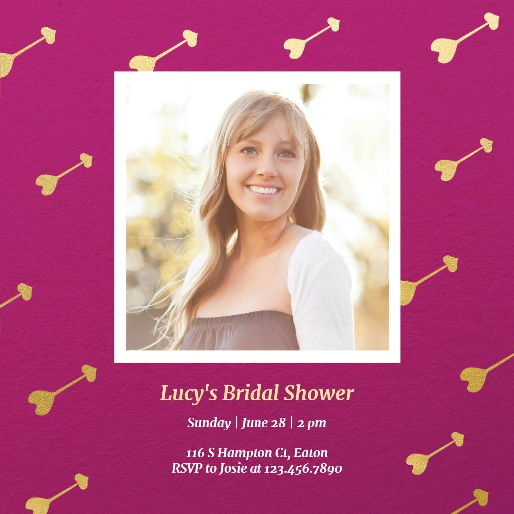 Diagonal heart arrows - invitación para bridal shower