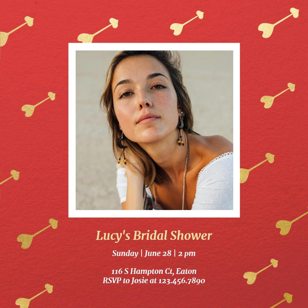 Diagonal heart arrows - invitación para bridal shower