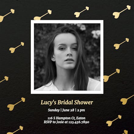 Diagonal heart arrows - bridal shower invitation