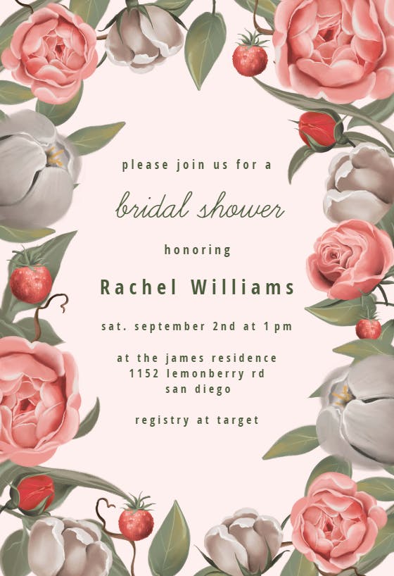 Dreamy roses - bridal shower invitation