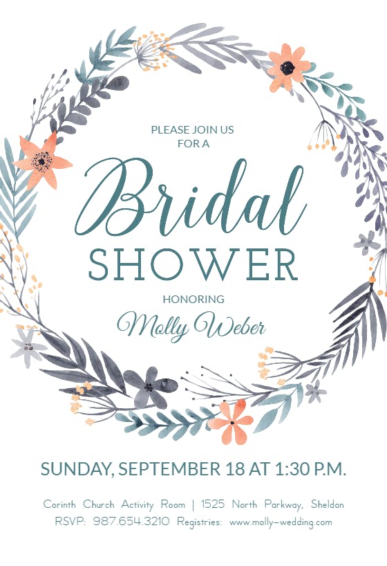 Dreamy wreath - bridal shower invitation