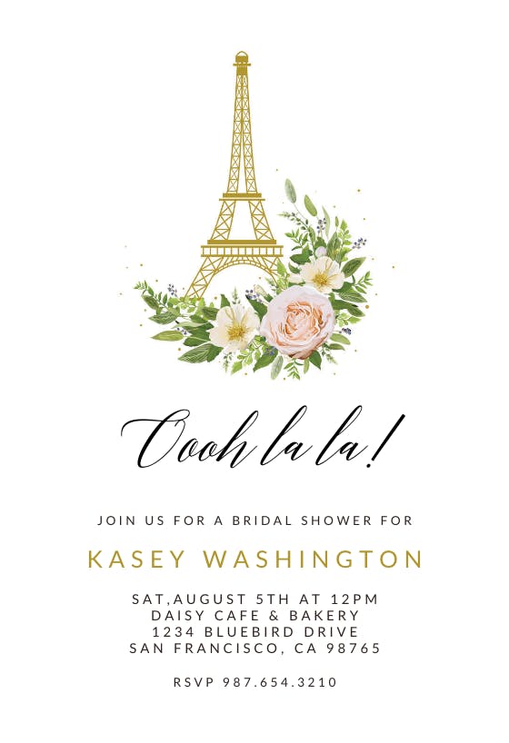 Eiffel tower -  invitación para bridal shower
