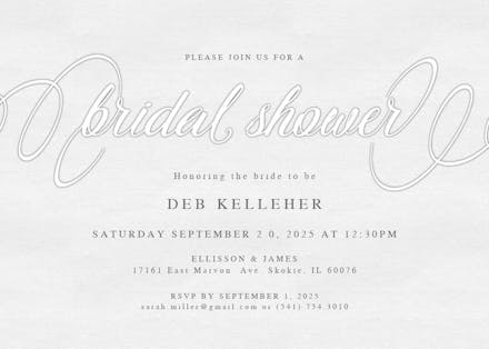Elegant calligraphy - bridal shower invitation