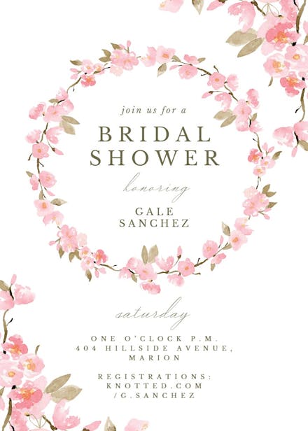 Elegant Cherry Blossom - Bridal Shower Invitation Template | Greetings ...