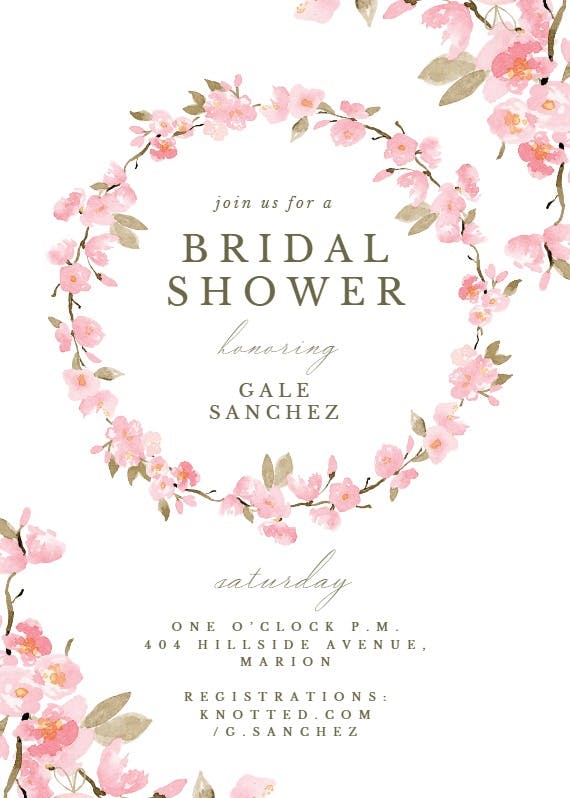 Elegant cherry blossom - bridal shower invitation