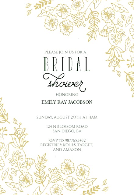 Elegant flowers - bridal shower invitation