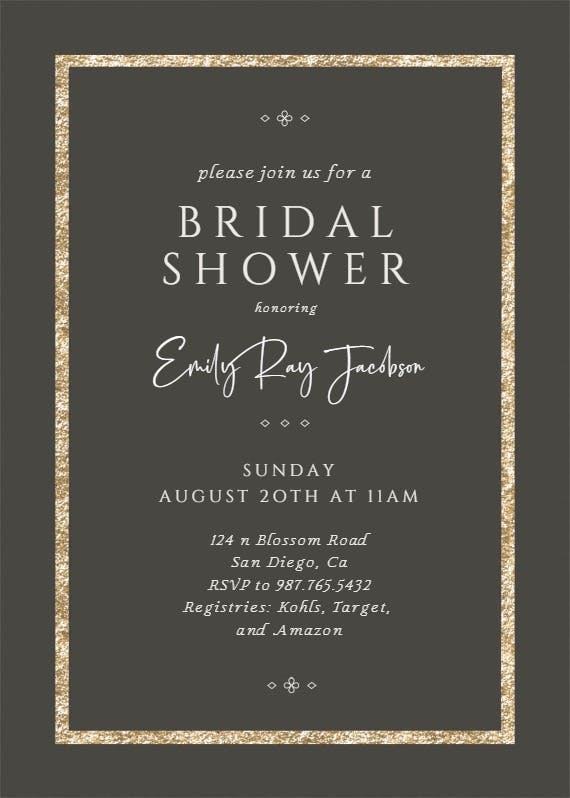 Elegant gold -  invitación para bridal shower