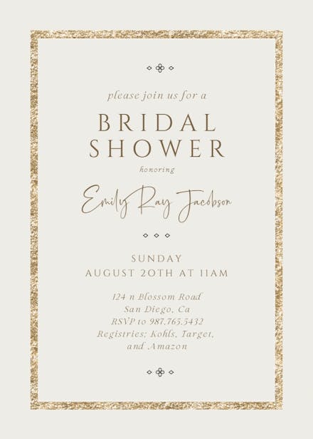 Elegant Gold - Bridal Shower Invitation Template (Free) | Greetings Island