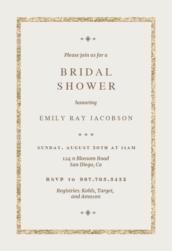 Deco Frame - Bridal Shower Invitation Template (Free) | Greetings Island