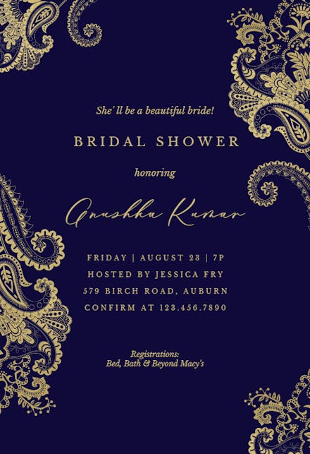 Elegant Henna - Bridal Shower Invitation