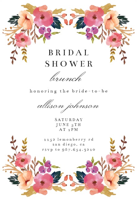 Falling flowers - Bridal Shower Invitation Template | Greetings Island