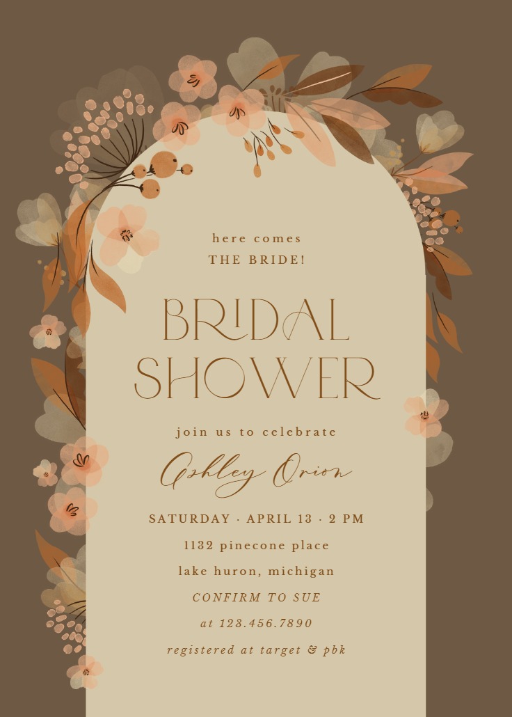 Fall floral arch - Bridal Shower Invitation Template | Greetings Island