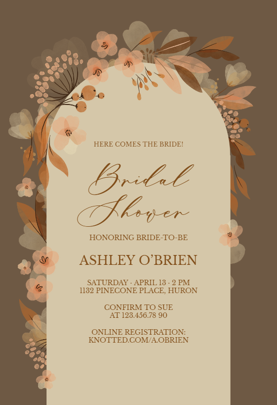 Fall Floral Arch - Bridal Shower Invitation Template | Greetings Island