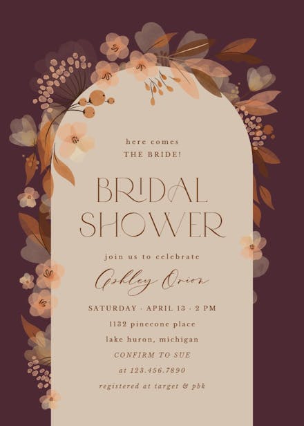 Fall Floral Arch - Bridal Shower Invitation Template | Greetings Island