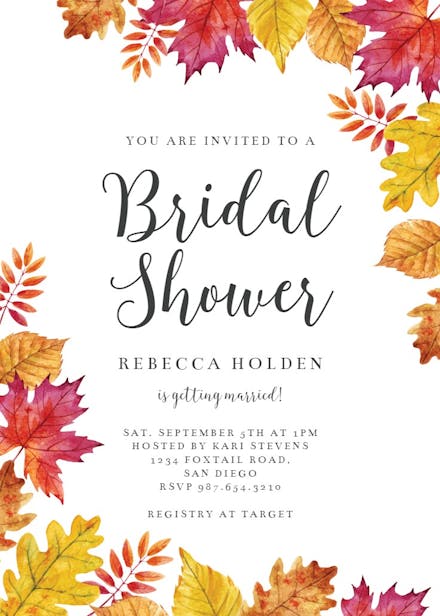 Fall leaves - bridal shower invitation