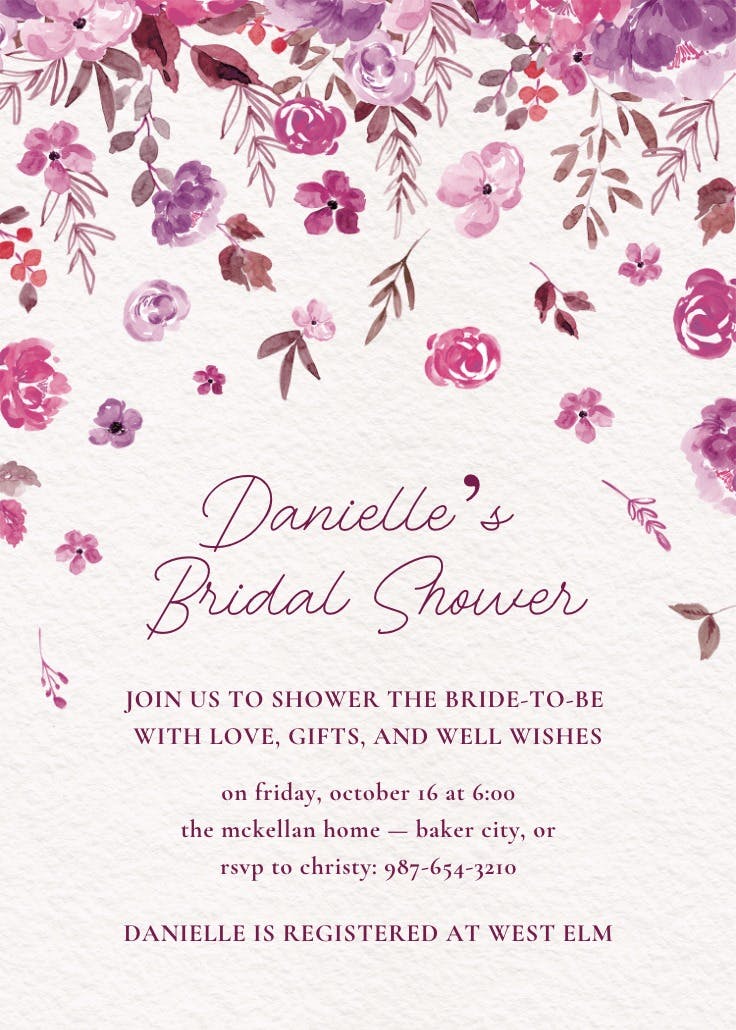 Falling blooms - bridal shower invitation