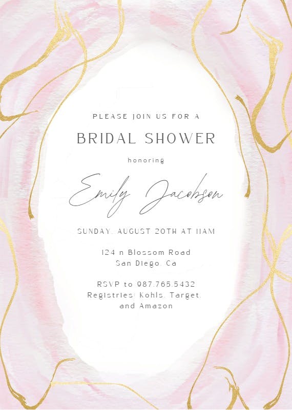 Falling gold confetti - bridal shower invitation