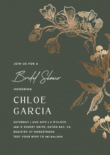 Golden orchid - bridal shower invitation