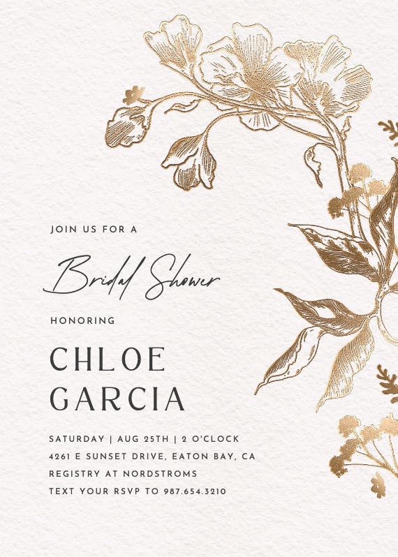 Golden orchid - bridal shower invitation