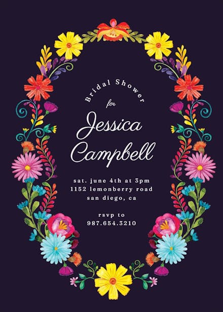 Fiesta flower wreath - bridal shower invitation