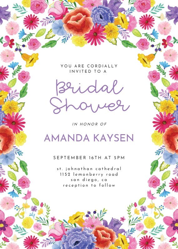 Fiesta flowers - bridal shower invitation