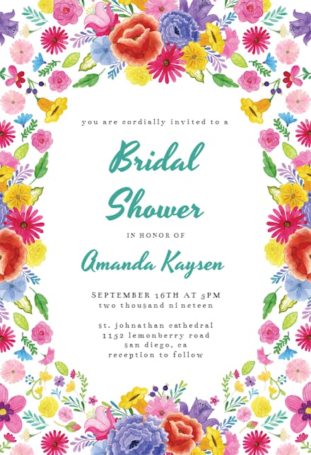 Fiesta Flowers - Bridal Shower Invitation