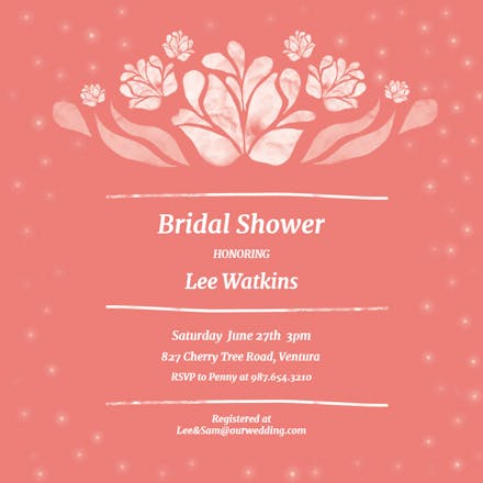 Fireflies framing flowers - bridal shower invitation