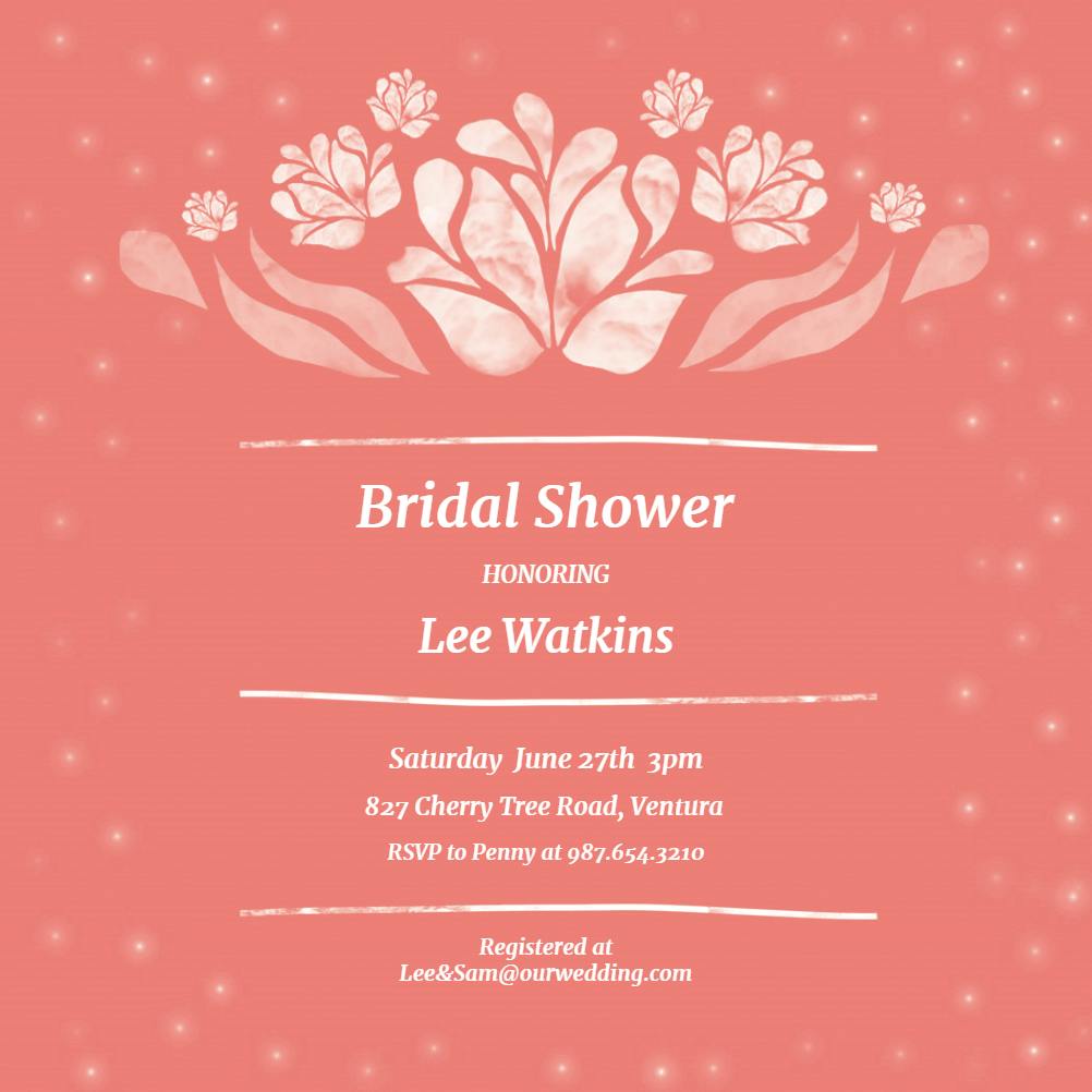 Fireflies framing flowers - bridal shower invitation