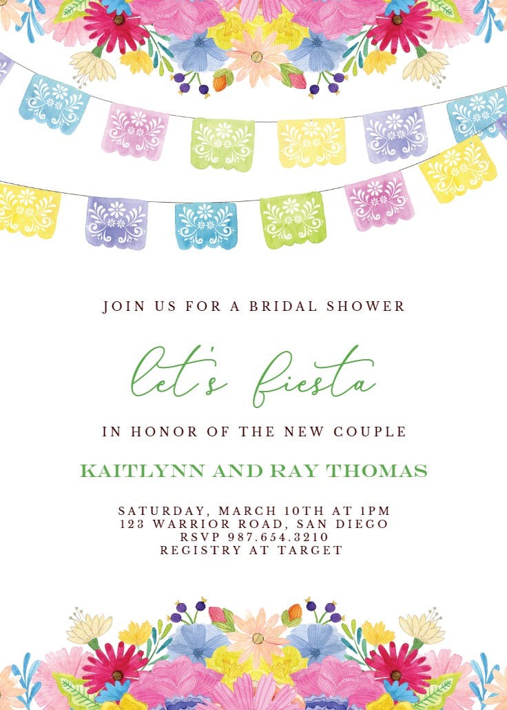 Flags and flowers - bridal shower invitation