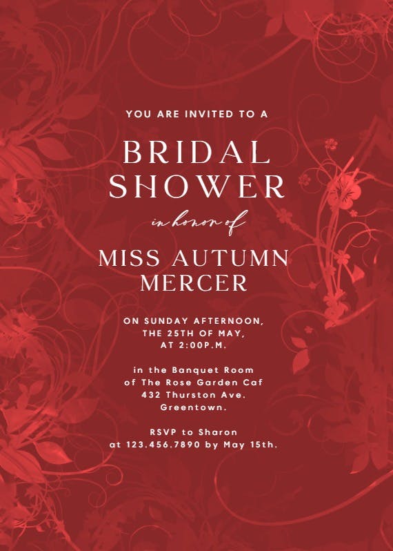 Floral bridal shower -  invitación para bridal shower