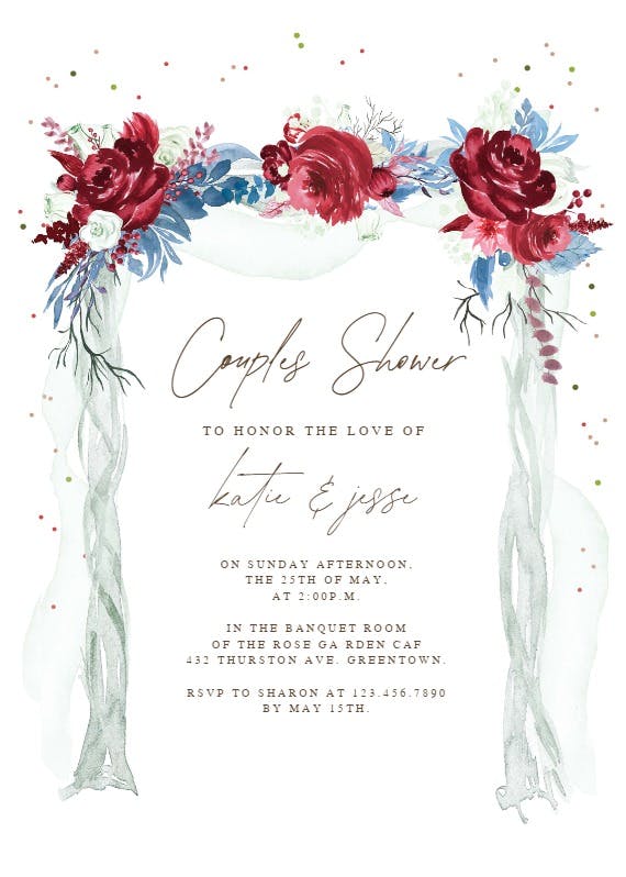 Floral canopy -  invitación para bridal shower