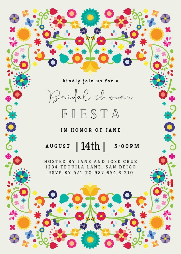 Floral fiesta - invitación para bridal shower