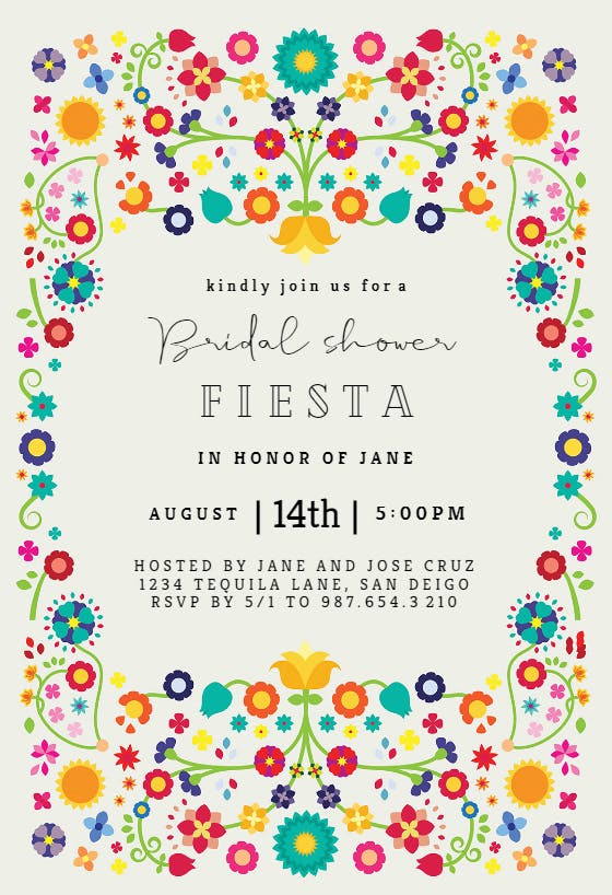 Floral fiesta -  invitación para bridal shower
