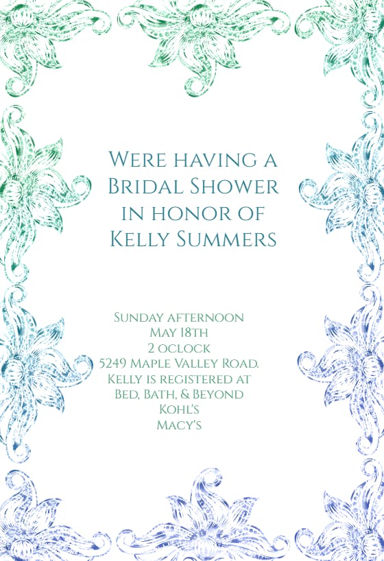 Floral frame - bridal shower invitation