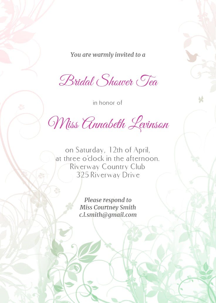 Floral invitation - bridal shower invitation