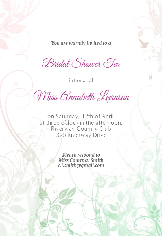 Floral invitation -  invitación para bridal shower